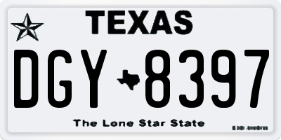 TX license plate DGY8397