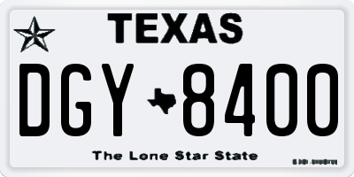 TX license plate DGY8400