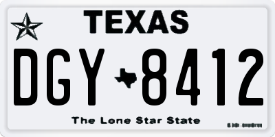 TX license plate DGY8412