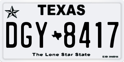 TX license plate DGY8417