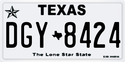 TX license plate DGY8424