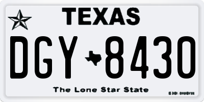 TX license plate DGY8430