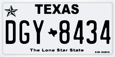 TX license plate DGY8434