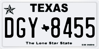 TX license plate DGY8455