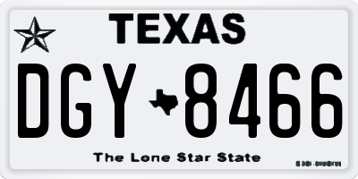 TX license plate DGY8466
