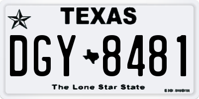 TX license plate DGY8481