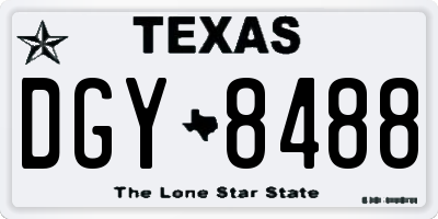 TX license plate DGY8488