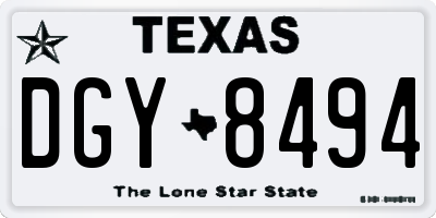 TX license plate DGY8494