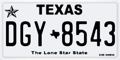 TX license plate DGY8543