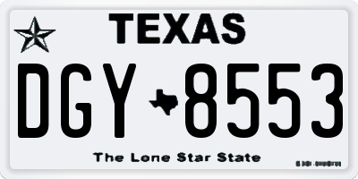 TX license plate DGY8553