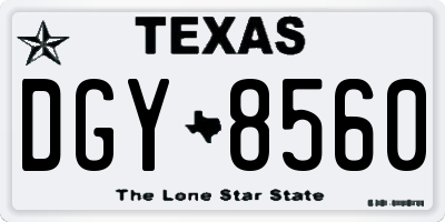 TX license plate DGY8560