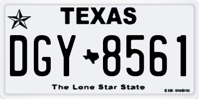 TX license plate DGY8561