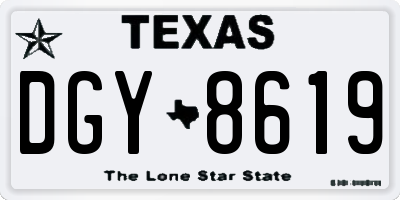 TX license plate DGY8619