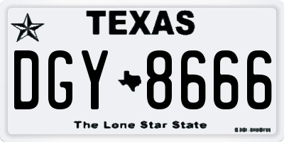 TX license plate DGY8666