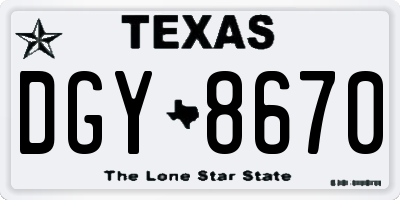 TX license plate DGY8670