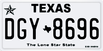 TX license plate DGY8696