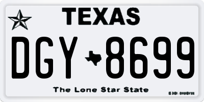 TX license plate DGY8699
