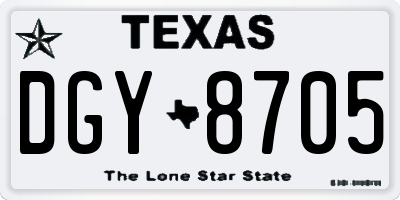 TX license plate DGY8705