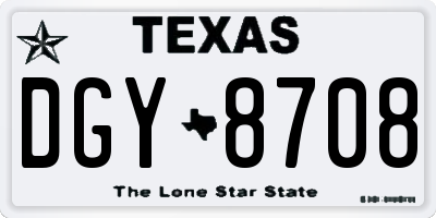 TX license plate DGY8708