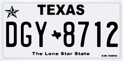 TX license plate DGY8712