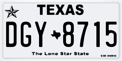 TX license plate DGY8715