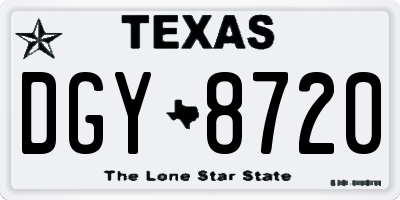 TX license plate DGY8720