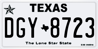 TX license plate DGY8723