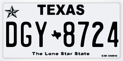 TX license plate DGY8724