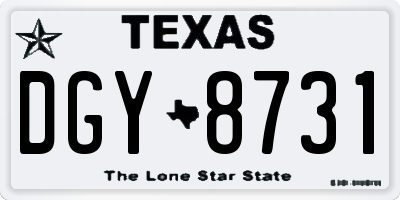 TX license plate DGY8731