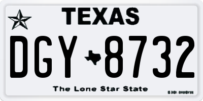 TX license plate DGY8732