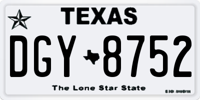 TX license plate DGY8752