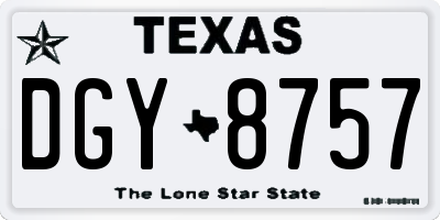TX license plate DGY8757