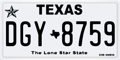 TX license plate DGY8759