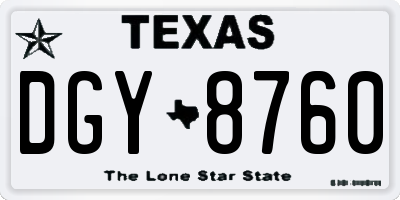 TX license plate DGY8760