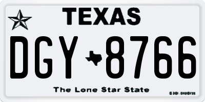 TX license plate DGY8766