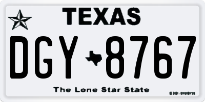TX license plate DGY8767