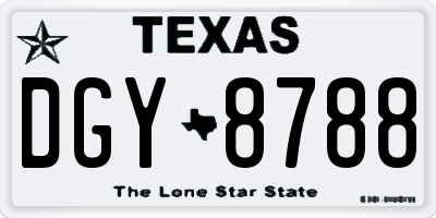 TX license plate DGY8788