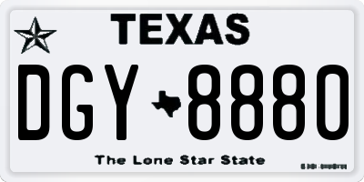 TX license plate DGY8880
