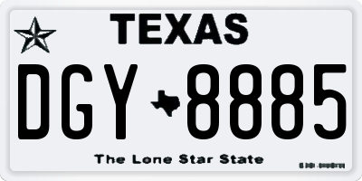 TX license plate DGY8885