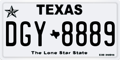 TX license plate DGY8889
