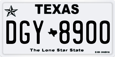 TX license plate DGY8900