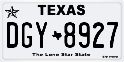 TX license plate DGY8927