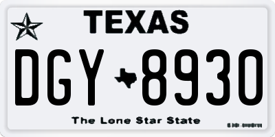 TX license plate DGY8930