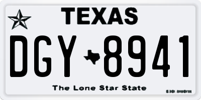 TX license plate DGY8941