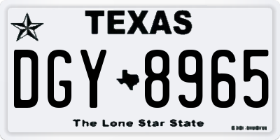 TX license plate DGY8965