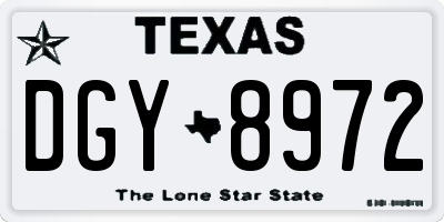 TX license plate DGY8972