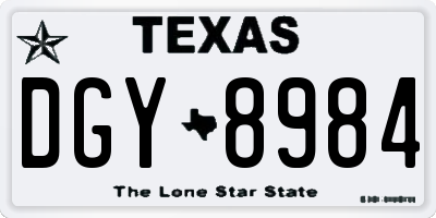TX license plate DGY8984