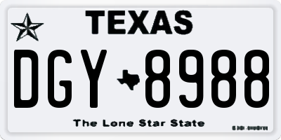 TX license plate DGY8988