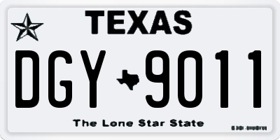 TX license plate DGY9011