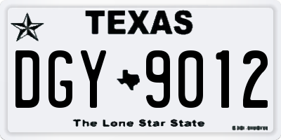 TX license plate DGY9012